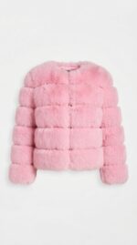 Veste courte en fausse fourrure à étages pour femme - vista 24