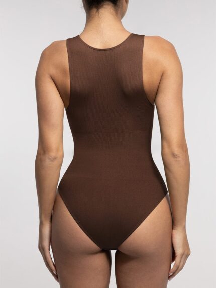 Body Culotte Sculptant Côtelé Sans Manches avec Zip Frontal – Colombian Shapewear by Curviery