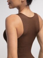 Body Culotte Sculptant Côtelé Sans Manches avec Zip Frontal – Image 5